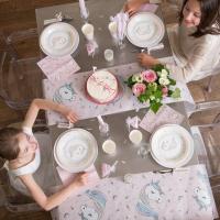6243 decoration serviette de table papier anniversaire licorne rose