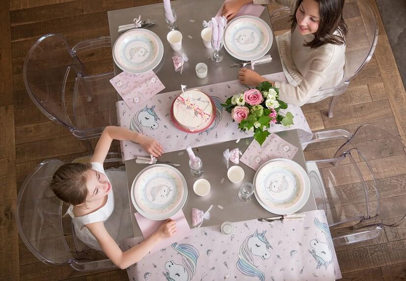6243 decoration serviette de table papier anniversaire licorne rose