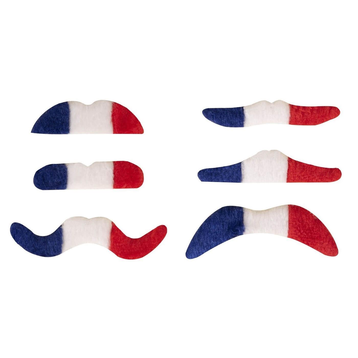 62530 accessoire de deguisement france moustache tricolore bleu blanc et rouge