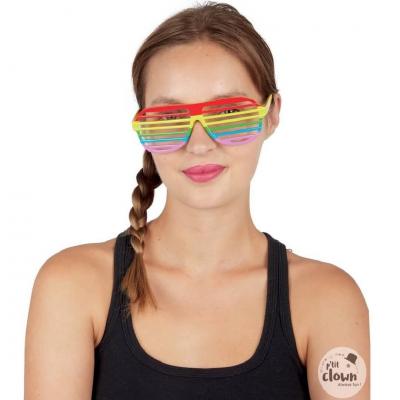 1 Paire de lunettes barreaux arc-en-ciel multicolore REF/62838 Accessoire de déguisement festif