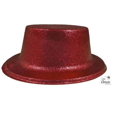 63552 accessoire de deguisement chapeau rouge haut de forme plastique paillete