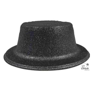 63553 accessoire de deguisement chapeau noir haut de forme plastique paillete