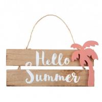 6395 decoration ile pancarte bois hello summer