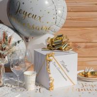 6599 decoration cadeau fete noeud automatique metallique dore or