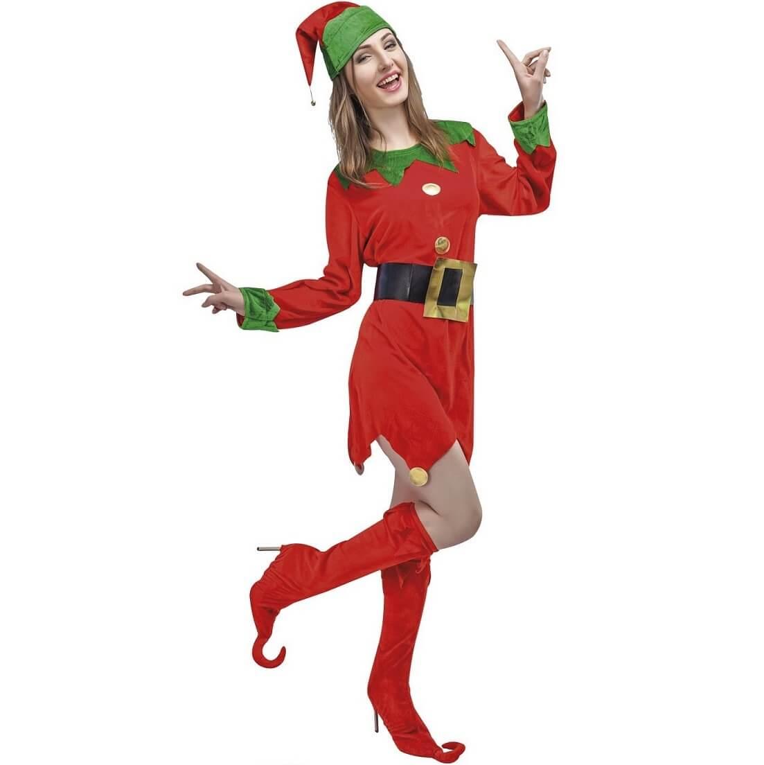 66073 costume adulte femme en lutin du pere noel taille s m