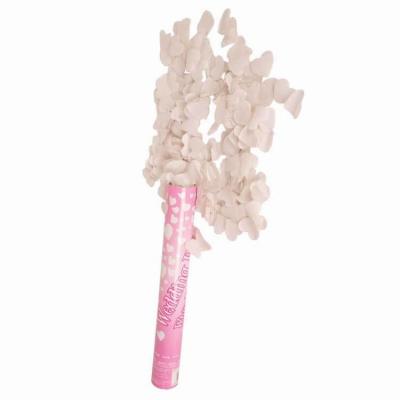 66431 canon a confettis mariage coeurs blanc