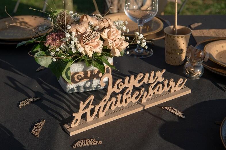 6644 centre de table lettre bois naturelle anniversaire