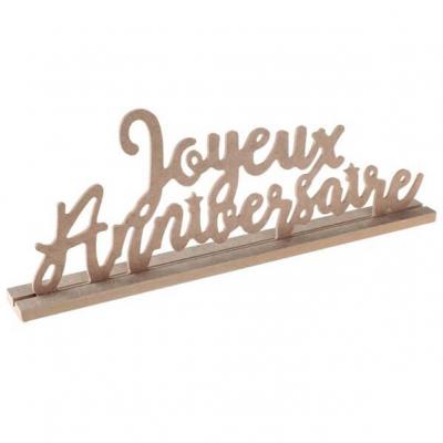 Centre de table lettre Joyeux Anniversaire en bois naturel 33,5cm (x1) REF/6644