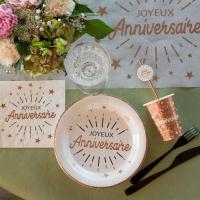 6648 gobelet carton joyeux anniversaire rose gold metallique