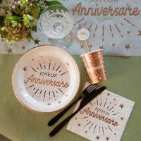 6648 gobelet carton joyeux anniversaire rose gold metallise