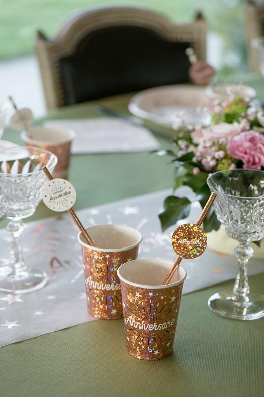 6648 gobelet carton joyeux anniversaire rose gold