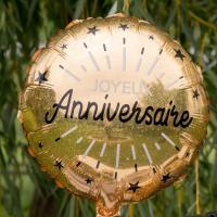 6650 decoration ballon aluminium dore or metallique joyeux anniversaire