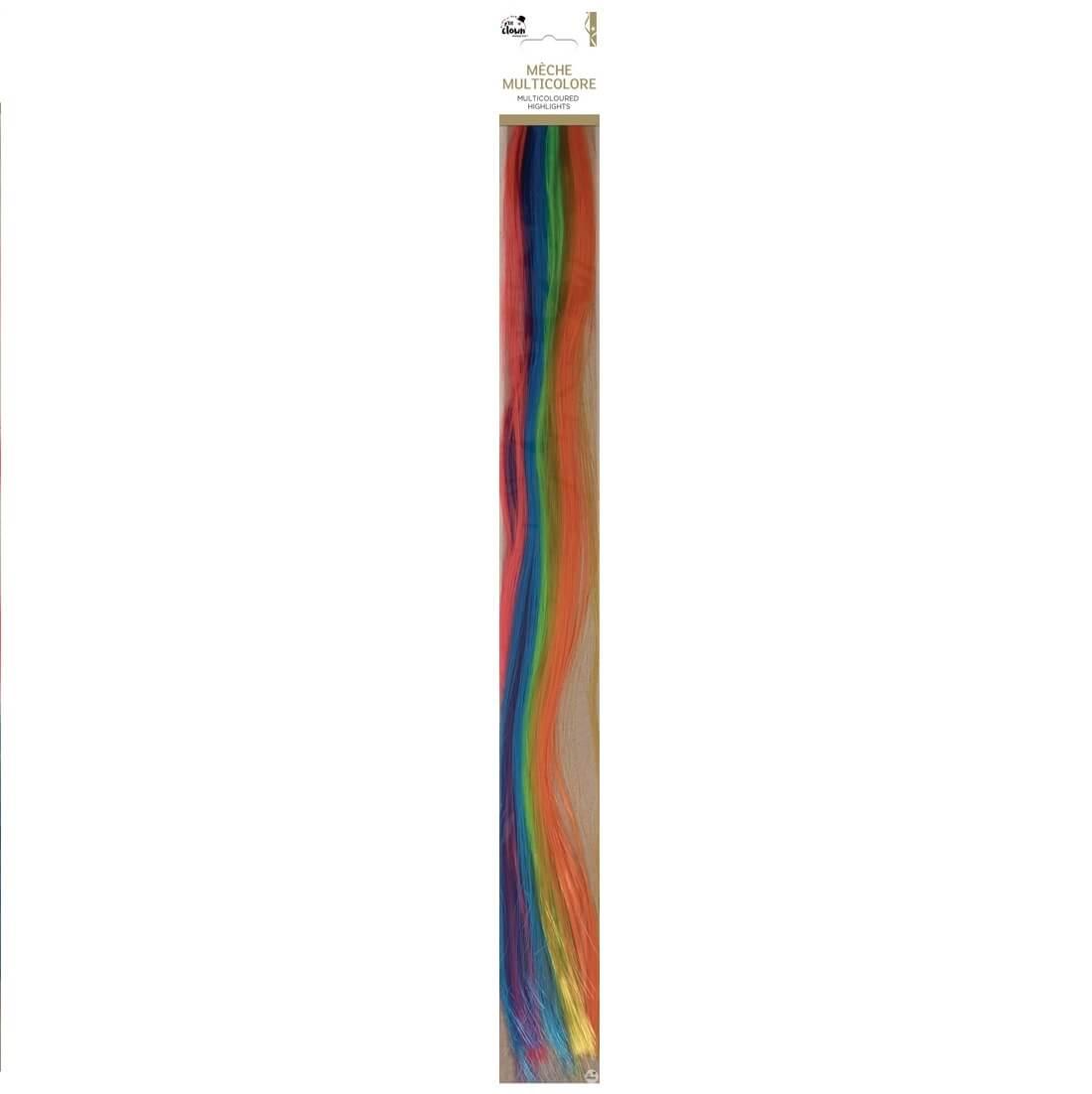 66635 accessoire deguisement cheveux meches multicolore a clipser