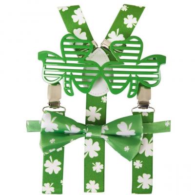 66636 accessoire deguisement fete st patrick bretelles lunettes noeud papillon