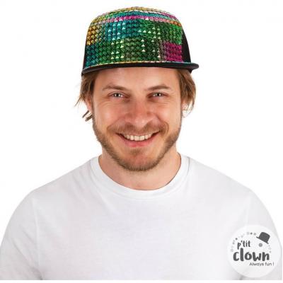 66640 accessoire de deguisement casquette noire multicolore bling bling