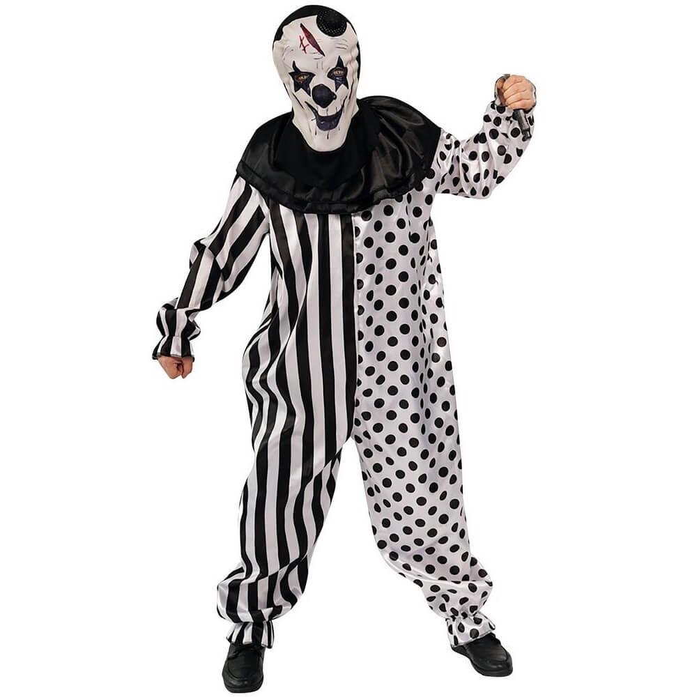 66758 taille s m costume adulte clown arlequin horreur blanc et noir halloween