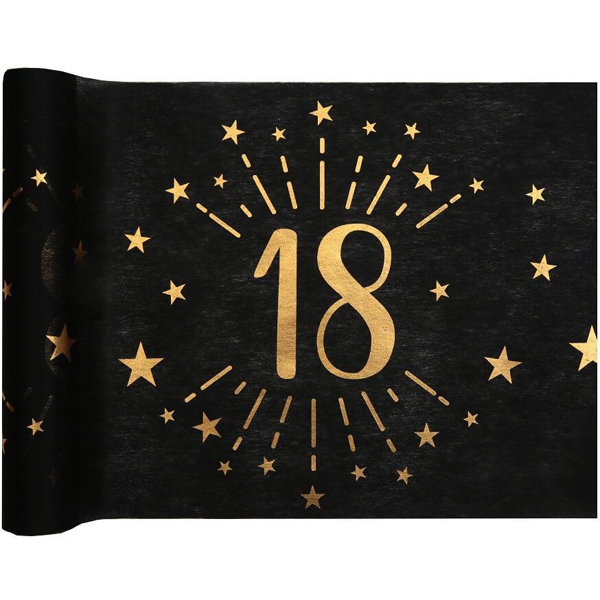 6787 chemin de table anniversaire 18ans noir et dore or metallique