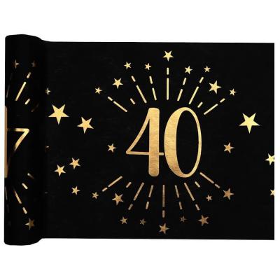 1 Chemin de table anniversaire 40 ans noir et doré or 30cm x 5m REF/6787