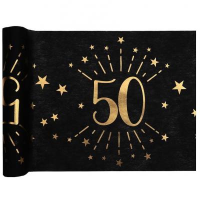 6787 chemin de table anniversaire 50ans noir dore or metallique