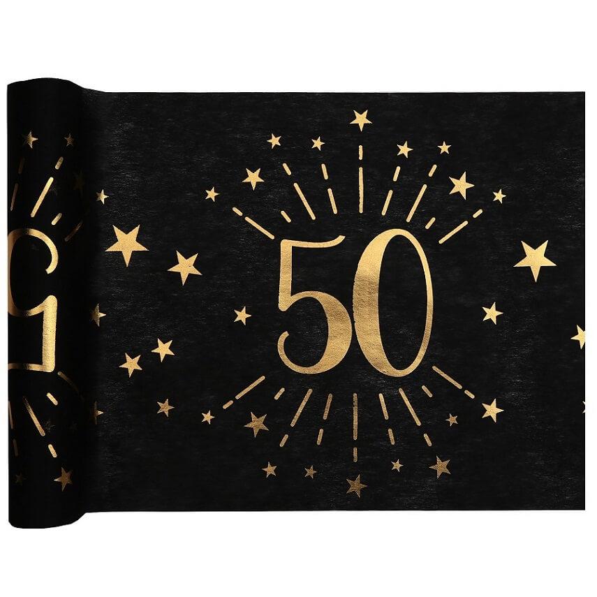 6787 chemin de table anniversaire 50ans noir dore or metallique
