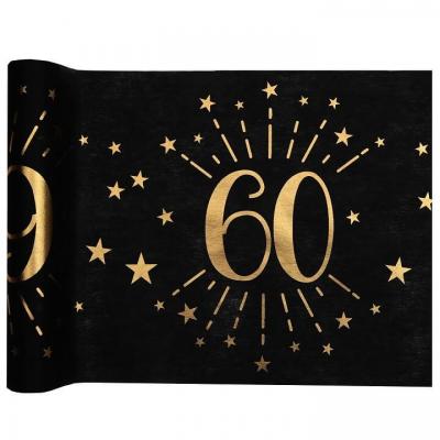 6787 chemin de table anniversaire noir et dore or metallique 60ans
