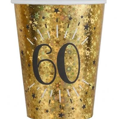 6788 gobelet carton dore or metallique fete anniversaire 60ans