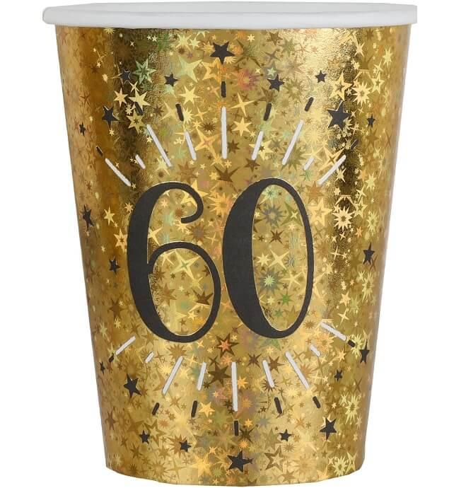 6788 gobelet carton dore or metallique fete anniversaire 60ans