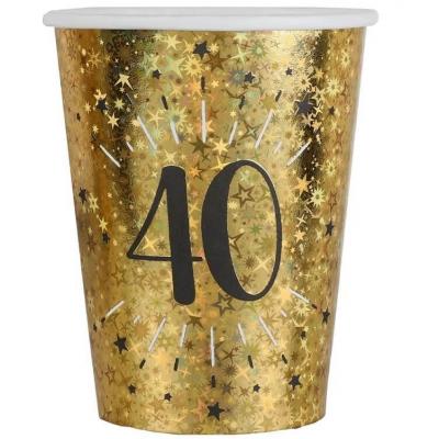 1 Pack anniversaire 40ans de 10 personnes blanc et or