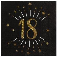 6790 decoration de table serviette anniversaire 18ans noir dore or metal