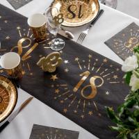 6790 decoration serviette de table papier anniversaire 18ans noir dore or metal