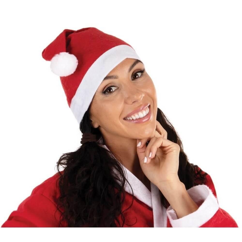 Bonnet adulte de Noël rouge et blanc en feutrine REF/68005