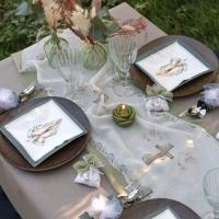 6805 decoration de table communion rouleau nappe airlaid taupe 10 m