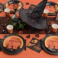 6805 decoration de table orange halloween nappe rouleau airlaid 10m