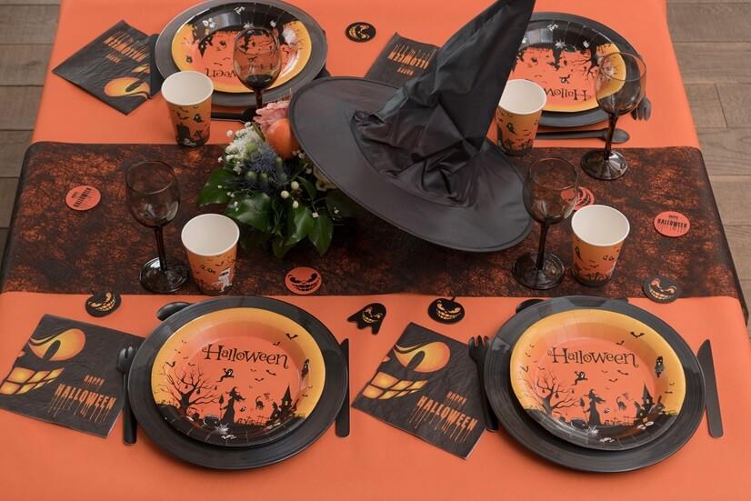 6805 decoration de table orange halloween nappe rouleau airlaid 10m