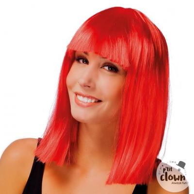 1 Perruque adulte mi-longue raide rouge et franges REF/68089 (Accessoire de déguisement)