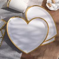 6811 decoration assiette carton coeur dore or metallique blanc