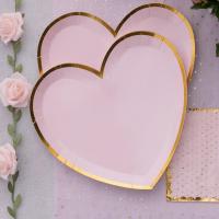 6811 decoration assiette carton coeur dore or metallique rose