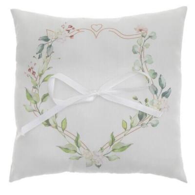 Coussin à alliances mariage Champêtre avec fleurs décoratives (x1) REF/6840