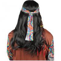 68604 perruque adulte hippie noir cheveux lisse