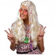 1 Perruque blonde adulte avec cheveux lisses et tresses Hippie REF/68651 Accessoire de déguisement