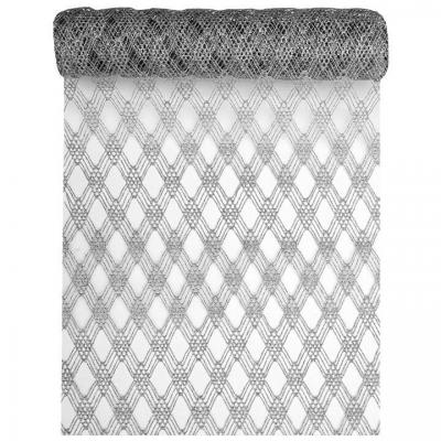 Sublime chemin de table Lurex dentelle argent 28cm x 3m (x1) REF/7010
