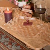 7010 decoration chemin de table elegant dentelle noel rose gold