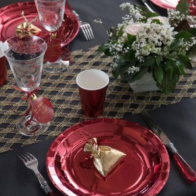 7010 decoration chemin de table elegant dentelle nouvelle an dore or