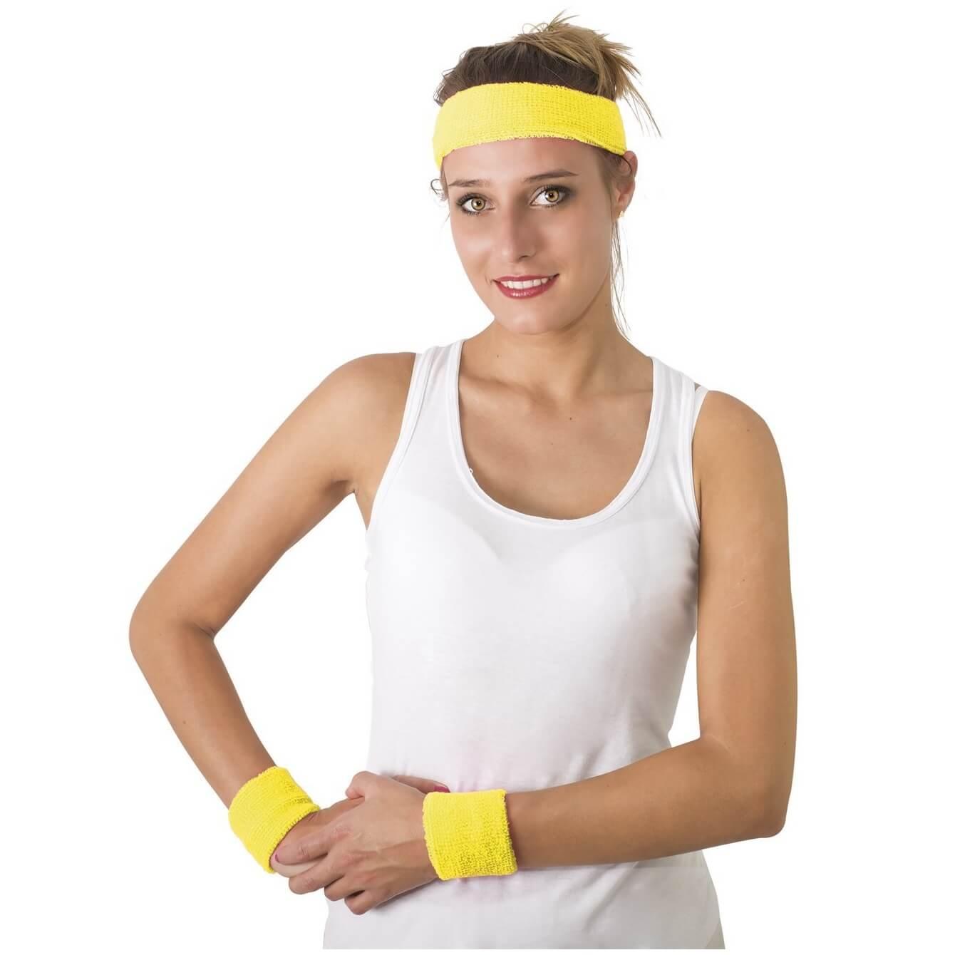 70520 accessoire deguisement bandeau poignee eponge jaune fluo