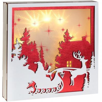 Décoration de Noël avec cadre lumineux père Noël et Cerf 25cm (x1) REF/7067