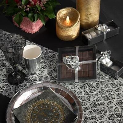 7169 decoration de table assiette argent metallisee nouvel an