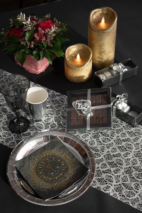 7169 decoration assiette argent metallisee nouvel an