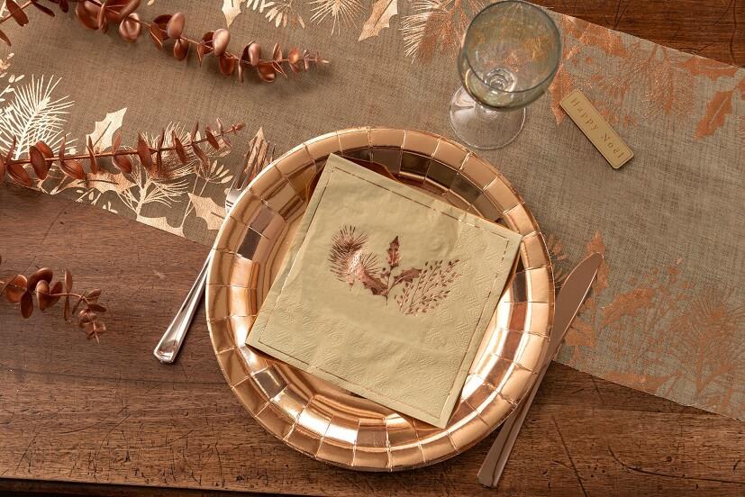7169 decoration assiette rose gold metallisee noel