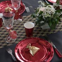 7169 decoration assiette rouge metallisee noel