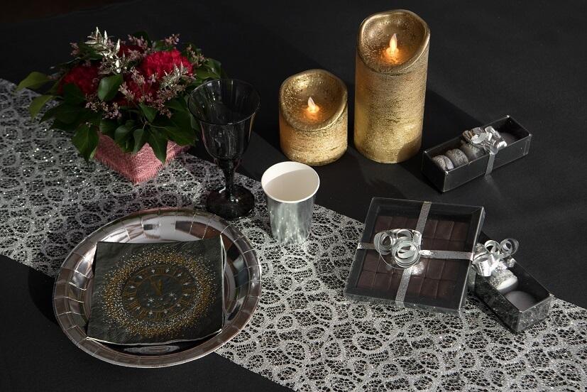 7169 decoration de table assiette argent metallisee nouvel an